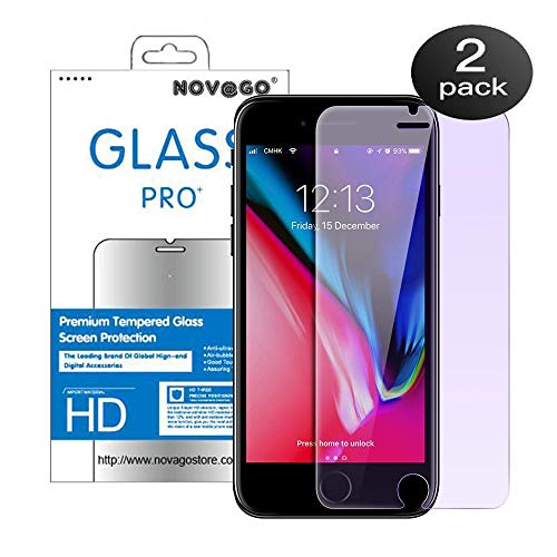 NOVAGO [2 Pack] kompatibel mit iPhone 7 Hartglas Schutzfolie, Panzerglas Schutzfolie, Tempered Glass Screen Protector (augenschonend Dank Anti-Blue-Light) von NOVAGO