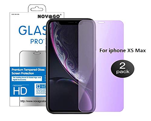 NOVAGO [2 Pack] kompatibel mit iPhone XS MAX Hartglas Schutzfolie, Panzerglas Schutzfolie, Tempered Glass Screen Protector (augenschonend Dank Anti-Blue-Light) von NOVAGO