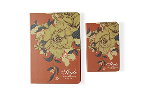 NOVAGO 2 Schöne Notizbuch - Blumenmuster - 2 Größen (Braun) von NOVAGO