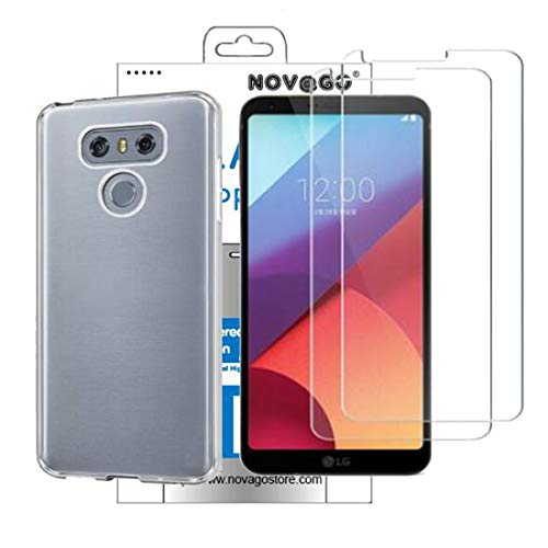 NOVAGO [Pack] kompatibel mit LG G6 hülle Case Silikon + 2 Gehärtetes Glas Schutzfolie von NOVAGO