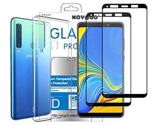 NOVAGO [Pack] kompatibel mit Samsung Galaxy A9 (2018) hülle Case Silikon + 2 Panzerglas Schutzfolie von NOVAGO