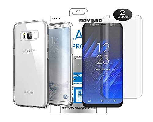 NOVAGO [Pack] kompatibel mit Samsung Galaxy S8 Plus hülle Case Silikon + 2 Panzerglas Schutzfolie von NOVAGO