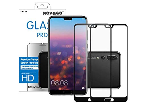 NOVAGO Panzerglas Schutzfolie für Huawei P20 Pro, 2 Stück (Schwarz) von NOVAGO