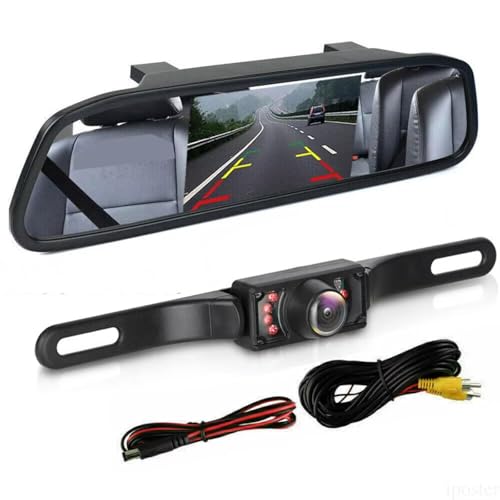 Einparkkamera Kamera 4,3-Zoll-LCD-Rückspiegel-Monitor Rückfahrkamera-Kit für Auto MPV RV SUV Parkplatz Einfache Verwendung Rückfahrkameras(Type-2) von NOVEMS