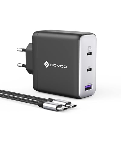 NOVOO 100 W Ladegerät USB C Schnellladegerät 120 W kompakt 3 Anschlüsse für MacBook Pro Air USB C Ladegerät GaN für iPhone Galaxy S23/S22 iPad Pro Mini Steam Deck von NOVOO