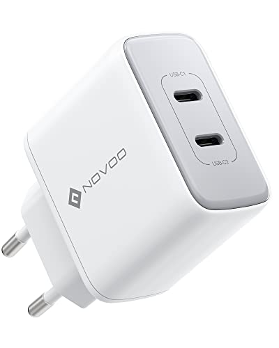 NOVOO 35 W Ladegerät USB C 2 Ports GaN III Ladegerät, Kompaktes Reise-Ladegerät für MacBook Air, iPad Pro, Pixel, iPhone 14-8, Galaxy, Samsung S10/S20/S22+ von NOVOO