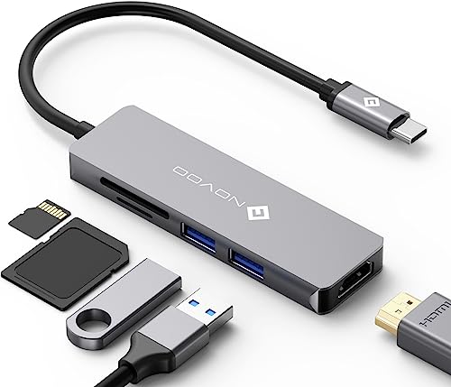 NOVOO 5-in-1 USB C Hub mit HDMI 4K Adapter, 2 Port USB 3.0, SD Port und Micro SD Card Reade für MacBook Pro 2019/2018, iMac 2017, Huawei Matebook, Google Chromebook Pixel usw. von NOVOO