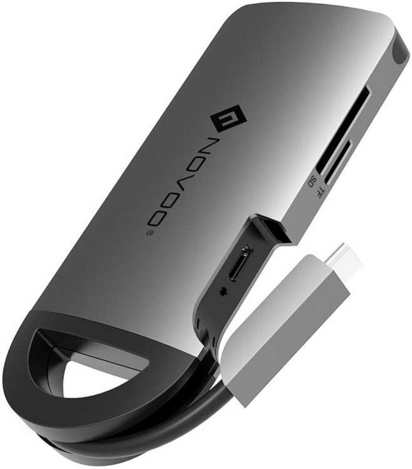 NOVOO 8 in 1 Adapter, Leistungsstarke Anschlusserweiterung für den PC USB-Adapter USB-C zu USB-C, usb 3.0, HDMI, LAN, Type-C PD, TF Kartenleser, SD Kartenleser, Kompatibel mit Windows Laptop, Tablet, MacBook & Ipad von NOVOO