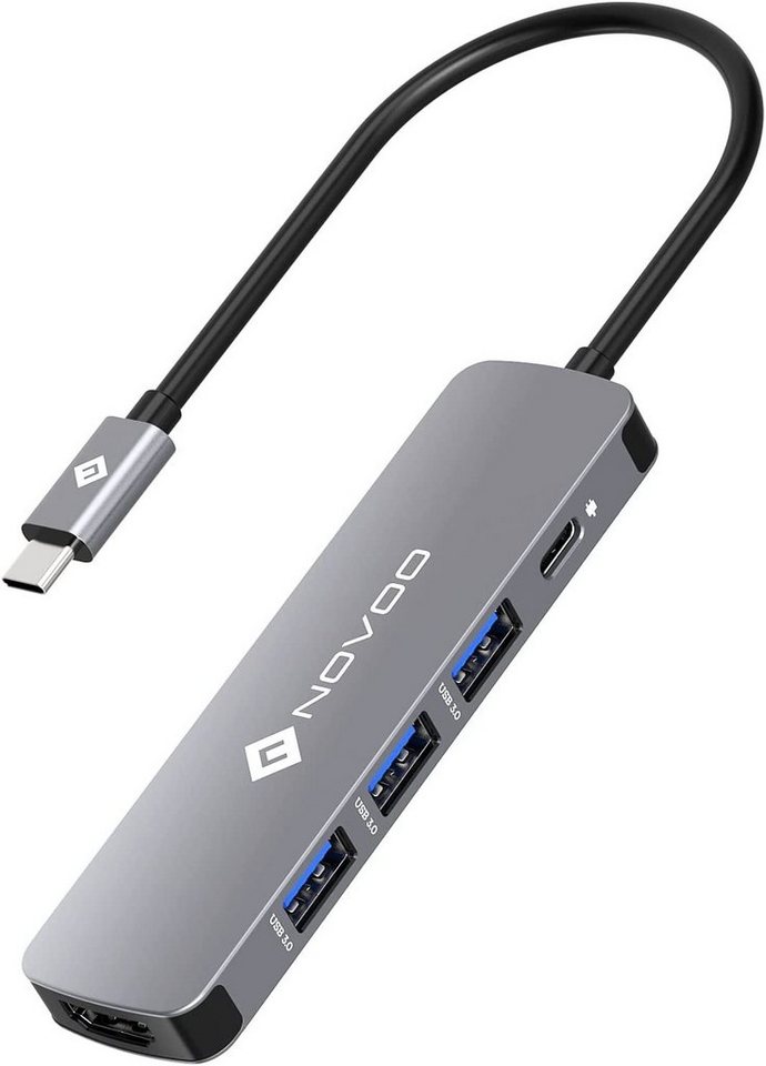 NOVOO USB-Adapter USB-C zu HDMI, USB 3.0, USB-C PD, USB C Hub HDMI 4K MacBook Pro/Air M1 Adapter mit 4K HDMI,100W PD von NOVOO