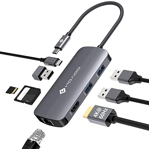 NOVOO USB C Hub 4K@60Hz USB C Docking Station HDMI 8-in-1 USB C Adapter Gigabit Ethernet mit 100W PD+Daten, SD/TF Kartenleser, 3 USB-A 3.0 Datenports,für MacBook Pro,MacBook Air und mehr Typ C Geräten von NOVOO