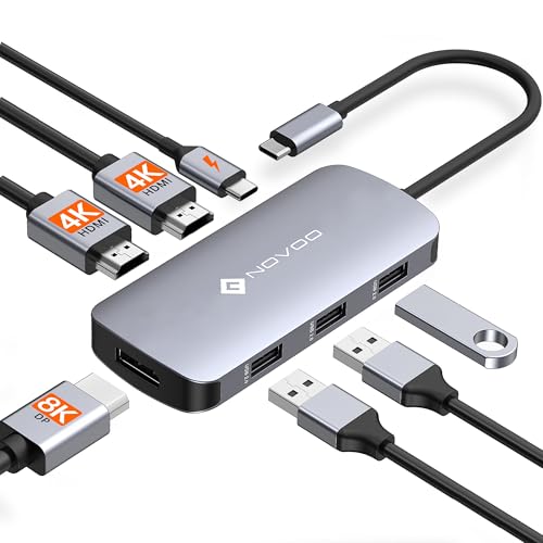 NOVOO USB C Hub auf 2 HDMI, Displayport, UBS C Hub auf USB von NOVOO