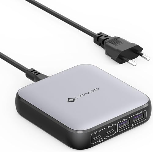 NOVOO USB C Ladegerät 65W Slim Wandladegerät Duale USB-C Ports (65W Max),4 Port Netzteil Schnellladegerät für Laptops, MacBook Pro/Air,iPad Pro, iPhone 15, Galaxy, Pixel und mehr von NOVOO