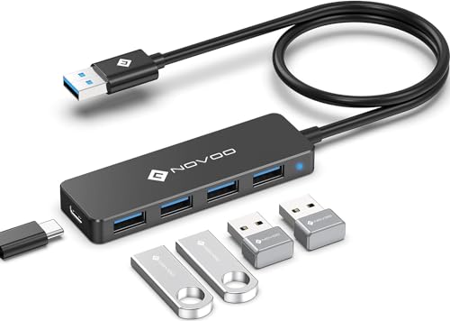 NOVOO USB-Hub, 5-in-1-USB-Hub USB-3.0, ultradünn und 5 Gbit/s schnelle Übertragung USB auf USB Adapter für MacBook Pro/Air, Mac Pro/Mini, Notebook PC, Discs von NOVOO