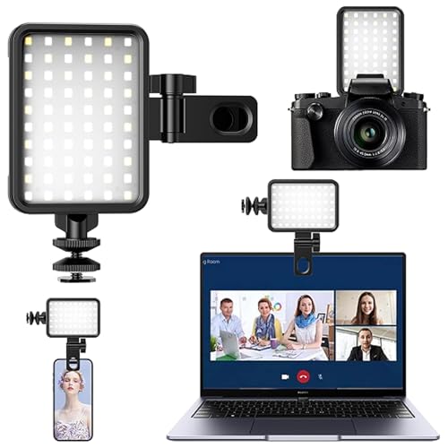 Selfie Licht mit Clip,84 LED Videolicht mit 2600-6000K 3 Lichtmodi, CRI 95+, 2000mAh tragbare Videoleuchte für Phone, iPad, Kamera, Laptop, Videolicht Handy für Selfie, TikTok, Live-Streaming, Make-up von NOVTEKE