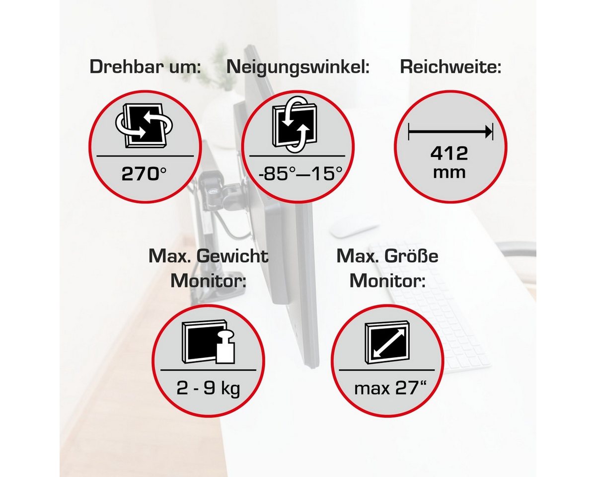 NOVUS Monitorarm Vantage schwarz. Monitor-Halterung von NOVUS