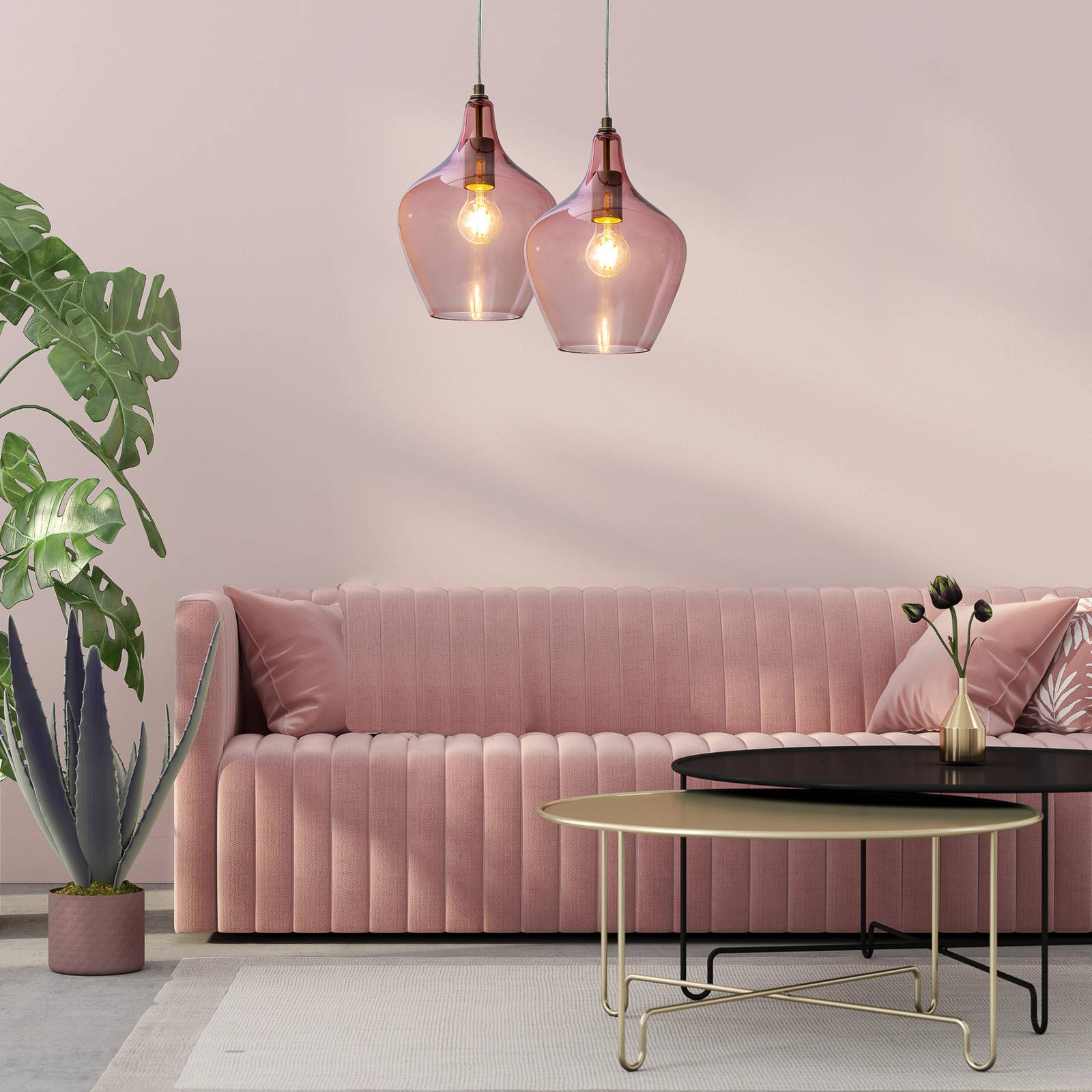 Pendellampe Paso aus Glas, einflammig, rosé Pendellampe Paso aus Glas, einflammig, rosé von NOWA
