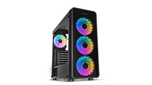 NOX ARGB Hummer TGM Box -NXHUMMERTGM- Micro ATX-ITX Box, 4 vorinstallierte ARGB 120mm Lüfter, gehärtetes Glas, Platz für bis zu 6 Lüfter, USB 3.0, Schwarz von NOX XTREME PRODUCTS