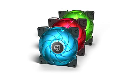 NOX HUMMER H-SYNC -NXHUMMERSYNC- RGB LED Belüftungspack, 9 durchscheinende Klingen, PMW-Funktion, optimiertes leises Design, Gummi-Stützecken, Grün, Blau und Rot von NOX XTREME PRODUCTS
