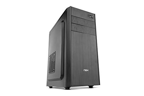 NOX PC Case LITE010 -NXLITE010- PC-Gehäuse, gebürstete Front, 500W ATX-Netzteil vorinstalliert, kompatibel mit ATX-, Micro ATX- und ITX-Boards, Schwarz von NOX XTREME PRODUCTS