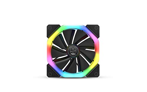 NOX XTREME PRODUCTS Hummer S-FAN -NXHUMMERSFAN- 120-mm-PC-Lüfter, doppelter ARGB-Rainbow-LED-Ring, Anti-Vibrations-Gummipads, toller Airflow, 3-Pin, schwarz von NOX XTREME PRODUCTS