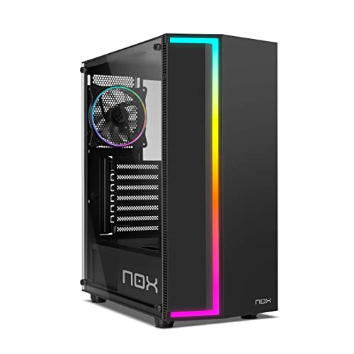 NOX XTREME PRODUCTS Infinity Gamma - Mid-Tower ATX/M-ATX/ITX ARGB Dynamic Rainbow, Seitenteil aus gehärtetem Glas, 120-mm-ARGB-Lüfter vorinstalliert, USB 3.0, schwarz von NOX XTREME PRODUCTS