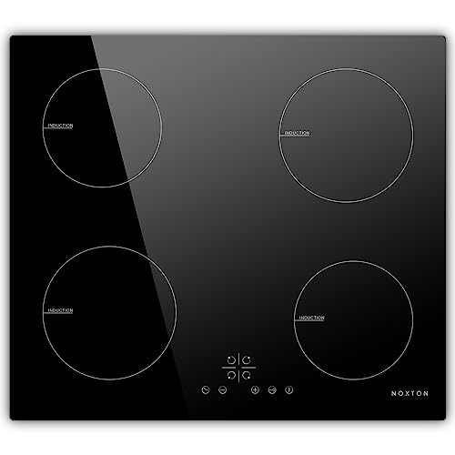 NOXTON Autarkes Induktionskochfeld 4 Platten Einbau, Induktionsfeld 60 cm touch, 6400W, mit 9 Leistungsstufen, Timer, Kindersicherung, 220V-240V, 6600W, ohne Stecker von NOXTON
