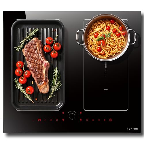 NOXTON Induktionskochfeld 4 Platten mit Doppelte Flexzonen, Induktionsfeld 60 cm Einbau mit Booster, Touch-Steuerung, Timer, Kindersicherung, Pause, 7200W, 220V-240V, Keine Stecker von NOXTON
