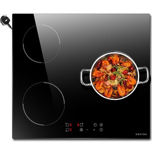 NOXTON Induktionskofeld mit Stecker, 3 Platten, 3500W, Autarkes Induktionskofeld 60 cm Eibau, Kochfeld 3 Platten mit Booster, Touch-Bedienung, Timer, Kindersicherung, Automatische Abschaltung von NOXTON