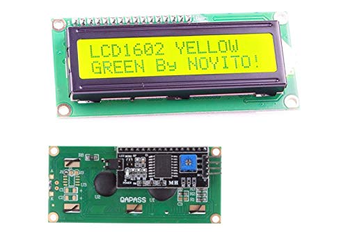 NOYITO 1602 16x2 LCD-Modul, gelb-grüne Hintergrundbeleuchtung mit PCF8574T IC IIC-Treiber, serielle Schnittstelle, kompatibel mit Win OS UNO R3 MEGA2560 (2 Stück) (1602 IIC Bildschirm gelb-grün) von NOYITO