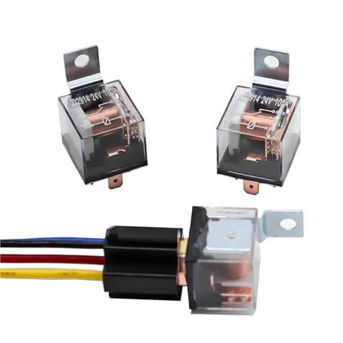 Automotive Auto Relais 12V 24V 4pin 5pin 80A 100A Schwarz Rot Kupfer Terminal Mit Buchse(12V 4pin 100A,1pc with wire) von NOZLIHMH