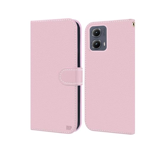 NP-Caser Handyhülle für Motorola Moto G85 Hülle, Premium Lederhülle mit Kartenfächern [Klappbar Flip case] [Standfunktion] Handy Schutzhülle für Motorola G85, Rosa von NP-Caser