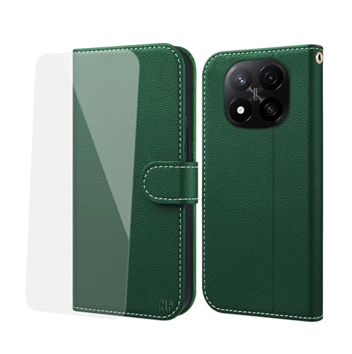 NP-Caser Handyhülle für Xiaomi Poco X7/Redmi Note 14 Pro/Redmi Note 14 Pro Plus 5G Hülle, Premium Lederhülle mit Kartenfächern Schutzhülle [Klappbar Flip case] [Standfunktion], Grün von NP-Caser