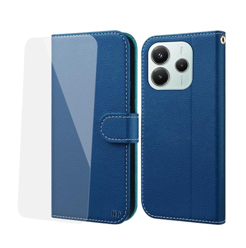 NP-Caser Handyhülle für Xiaomi Redmi Note 14 5G/Poco M7 Pro 5G Hülle, Premium Lederhülle mit Kartenfächern [Klappbar Flip case] Handy Schutzhülle für Xiaomi Redmi Note 14 5G/Poco M7 Pro 5G, Blau von NP-Caser