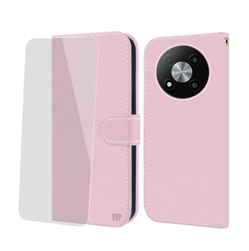 NP-Caser Hülle ZTE Blade A73 5G Handyhülle [Premium PU Leder][Kartenfach][Weicher TPU-Innencase] klappbar Kompatibel für ZTE Blade A73 5G Klapphülle Schwarz 6,52 Zoll. Rosa von NP-Caser