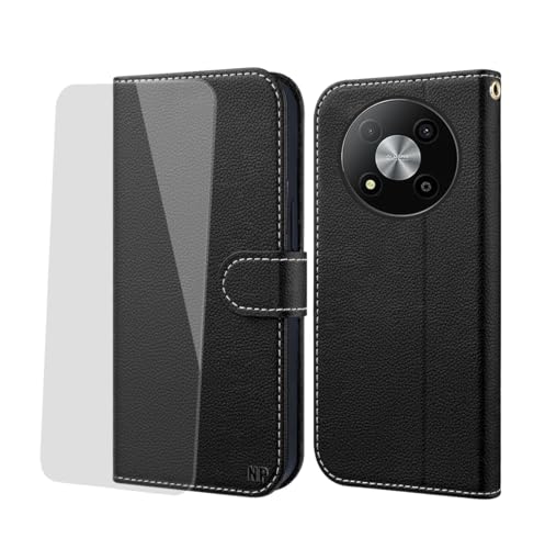 NP-Caser Hülle ZTE Blade A73 5G Handyhülle [Premium PU Leder][Kartenfach][Weicher TPU-Innencase] klappbar Kompatibel für ZTE Blade A73 5G Klapphülle Schwarz 6,52 Zoll. Schwarz von NP-Caser