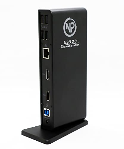 NPO USB-C Docking Station (11-in-1) für 2 Monitore (2X HDMI), Full HD 60Hz, 6-Fach USB 3.0 HUB, Gigabit Ethernet, Audio, Kompatible mit Windows, macOS, Linux, M1 M2 chip - Schwarz von NPO