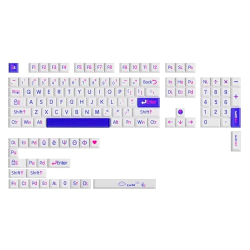 NPXUAMTJ 125Keys KLEINS Blue Big Letter Keycap Originalhöhe PBTS Farbstoff Subbett Tastaturen Für Schalter Mechanische Tastaturen von NPXUAMTJ