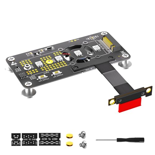 NPXUAMTJ Schnelle NGFFs NVME Festplatten Zu PCIE 1X Verlängerungskabel Mit Lüfter LED Magnetpad von NPXUAMTJ