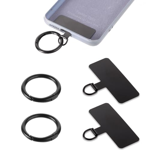 2 Telefon Halteband Patch, Universal Metall Telefon Halteband mit Federring Lanyard Ersatz ohne Klebstoff für Handys (Schwarz) von NQEUEPN