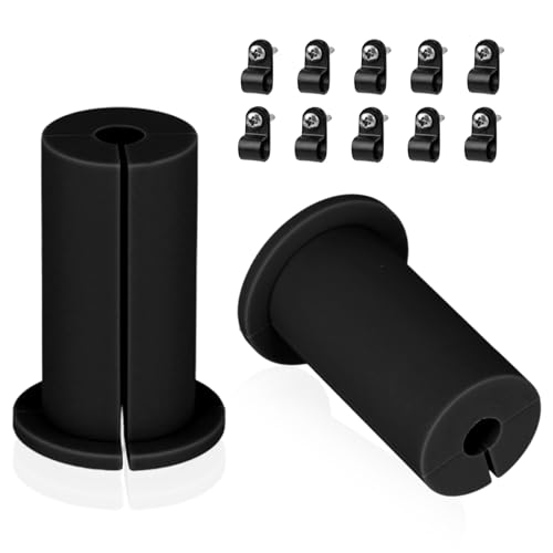 2stk Teiliges Kabelführungsset, Kabeldurchführungsbuchsen mit 10 Wandklemmen für 1-Zoll-Wandloch-Ethernet-Kabeltülle mit Schrauben für Starlink-Kabelrouter (Schwarz) von NQEUEPN