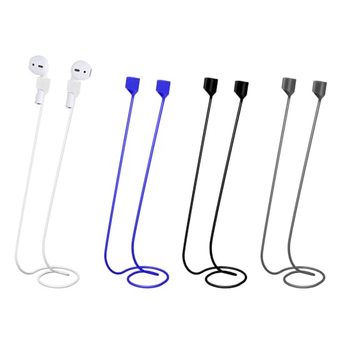 4 Stück Ohrstopsel Anti Lost Band, Weiches Kabelloses Silikon Ohrhörer Lanyard Magnetische Anti-Verlust Bänder für Ohrhörer Kompatibel mit Airpods Pro/3/2/1 (4 Farben) von NQEUEPN