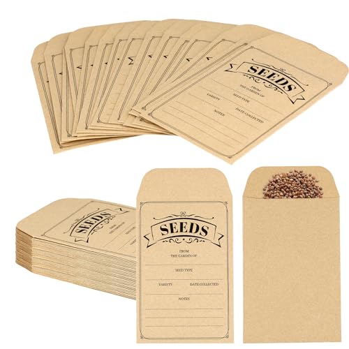 50St Samen Umschläge, 12x8cm Wiederverschließbar Selbstklebend Samenpakete Kraftpapier Samen Organizer für die Lagerung von Gemüseblumensamen von NQEUEPN