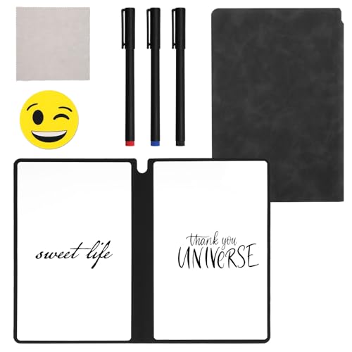 Dry Erase Notebook, 24 x 16,5 cm Wiederverwendbares Trocken Abwischbares Whiteboard-Notizbuch Löschbares Notizbuch für Geschäft Zuhause Büro (Dunkelgrau) von NQEUEPN