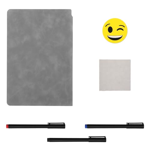 Dry Erase Notebook, 24 x 16,5 cm Wiederverwendbares Trocken Abwischbares Whiteboard-Notizbuch Löschbares Notizbuch für Geschäft Zuhause Büro (Grau) von NQEUEPN