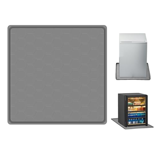 NQEUEPN Kühlschrankmatte, 60x60cm, Silikon Kühlschrankmatten mit Erhöhtem Rand Kühlschrank Tropfschale Kühlschrank Bodenschutz für Kühlschrank Waschmaschine Weinschrank (Grau) von NQEUEPN