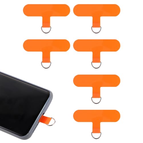NQEUEPN 6 Stück Handy Lanyard Tether, Universell, Handy Tether Table mit D-Ring Sicherheit Lanyard-Befestigung Anti-Verlust PVC Handy-Gurt Ersatz Teil für die Meisten Smartphones (Orange) von NQEUEPN