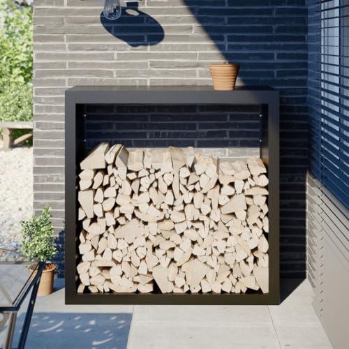 NQJIBUE Kaminholzregal, schwarz, 100 x 40 x 100 cm, Stahl, Kaminzubehör und Holzofenzubehör, Holzregale und Träger von NQJIBUE
