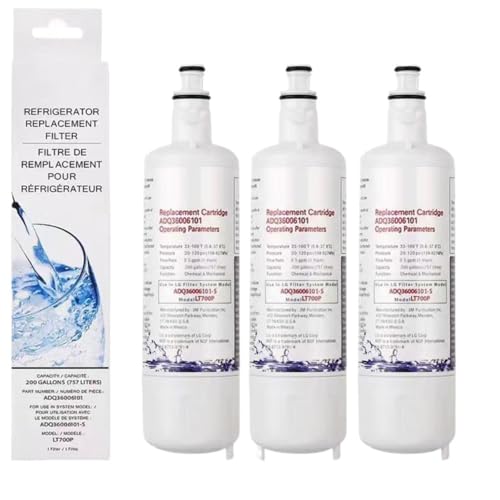 1–5 Stück Kühlschrank-Wasserfilter-Ersatzkartusche – kompatibel mit LG LT700P, ADQ36006101, LFX28968ST, LFXS30766S, Kenmore 9690, hocheffiziente Filtration(3 PCS) von NRDHGS