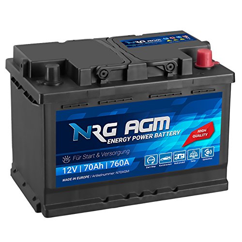 NRG AGM Autobatterie 70Ah 760A/EN 12V Start Stop Plus VRLA Batterie N70AGM von NRG PREMIUM