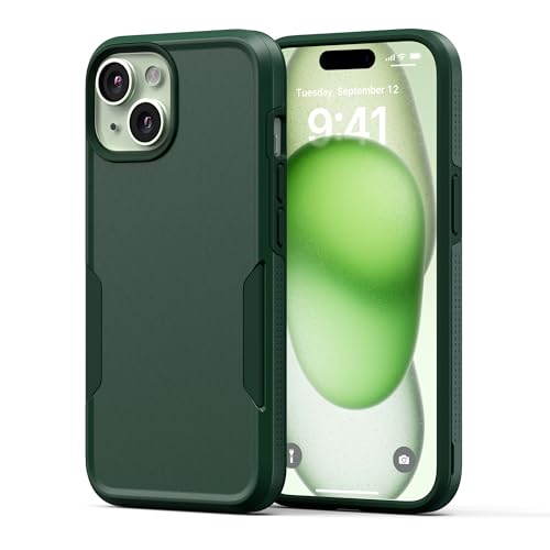 NTG [2023 Upgrade Stoßfest für iPhone 15 Hülle, Militärschutz Harter Schutzhülle Schlanke handyhülle iPhone 15(6,1 Zoll), Mitternachtsgrün von NTG